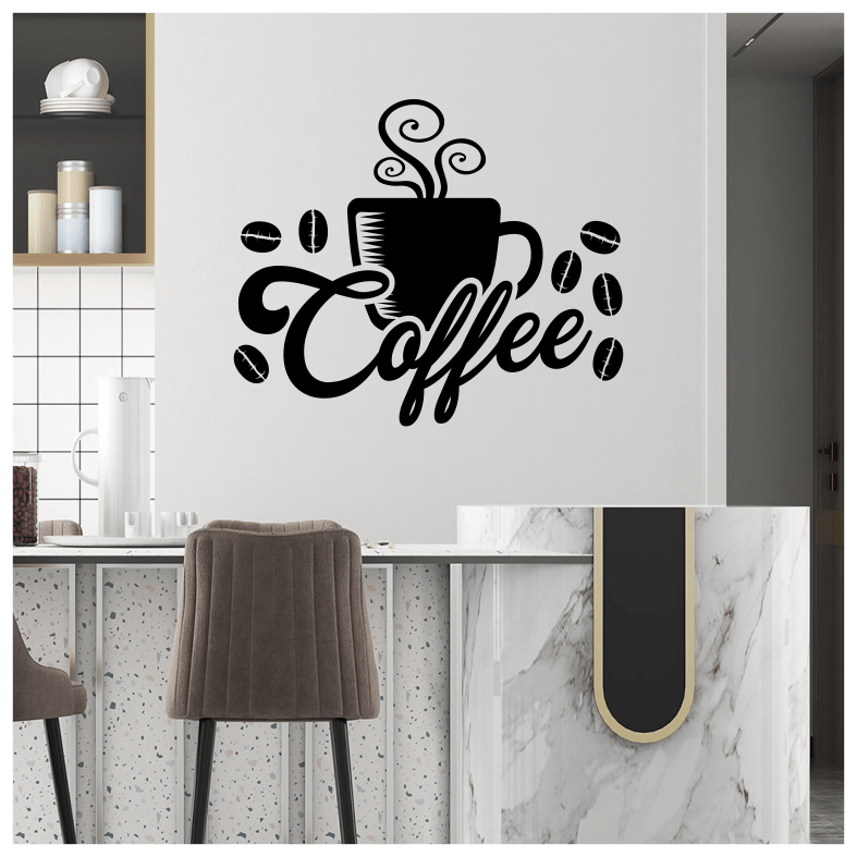 Coffee Cup Beans Wall Sticker Food Drink