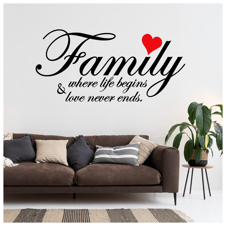 Family Heart Quote Words Wall Sticker