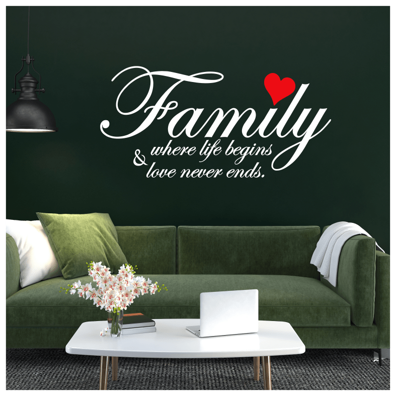 Family Heart Quote Words Wall Sticker