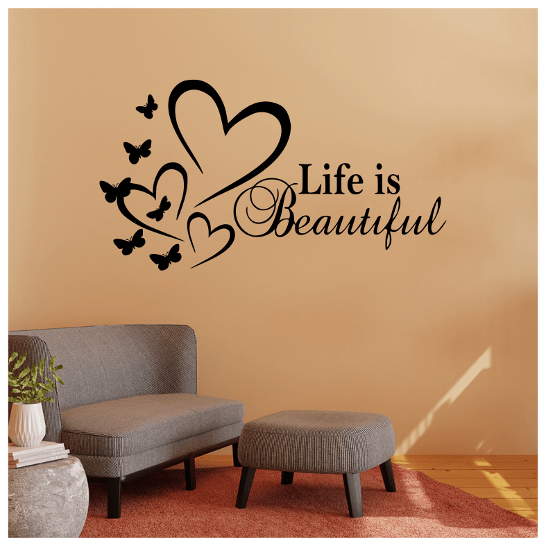 Life is Beautiful Inspirational Words Quote Wall Sticker