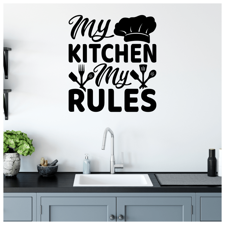 My Kitchen My Rules Cutlery Quote Wall Stickers