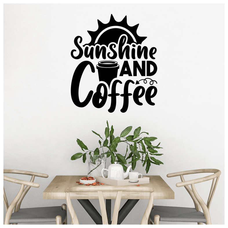 Sunshine And Coffee Quote Sun Wall Sticker