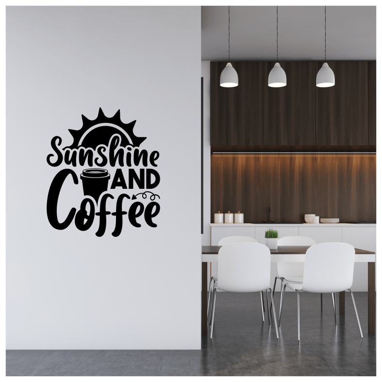 Sunshine And Coffee Quote Sun Wall Sticker