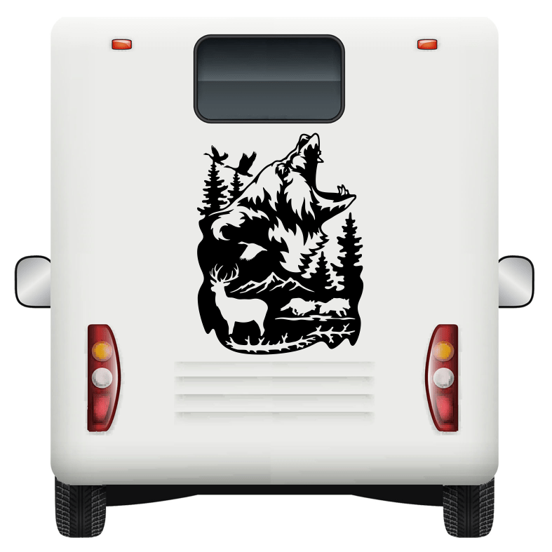 Wildlife Bear Forest Mountains Car Sticker Decal