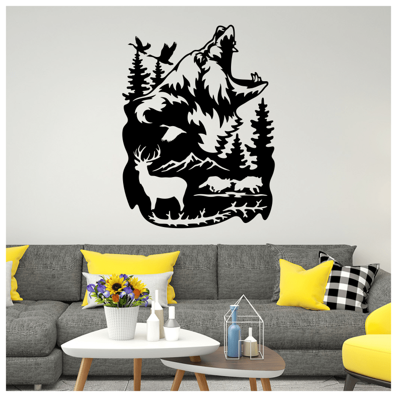 Wildlife Bear Forest Mountains Nature Wall Sticker