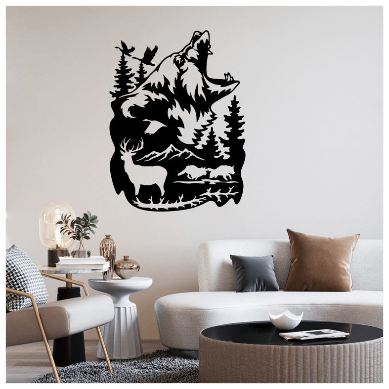 Wildlife Bear Forest Mountains Nature Wall Sticker