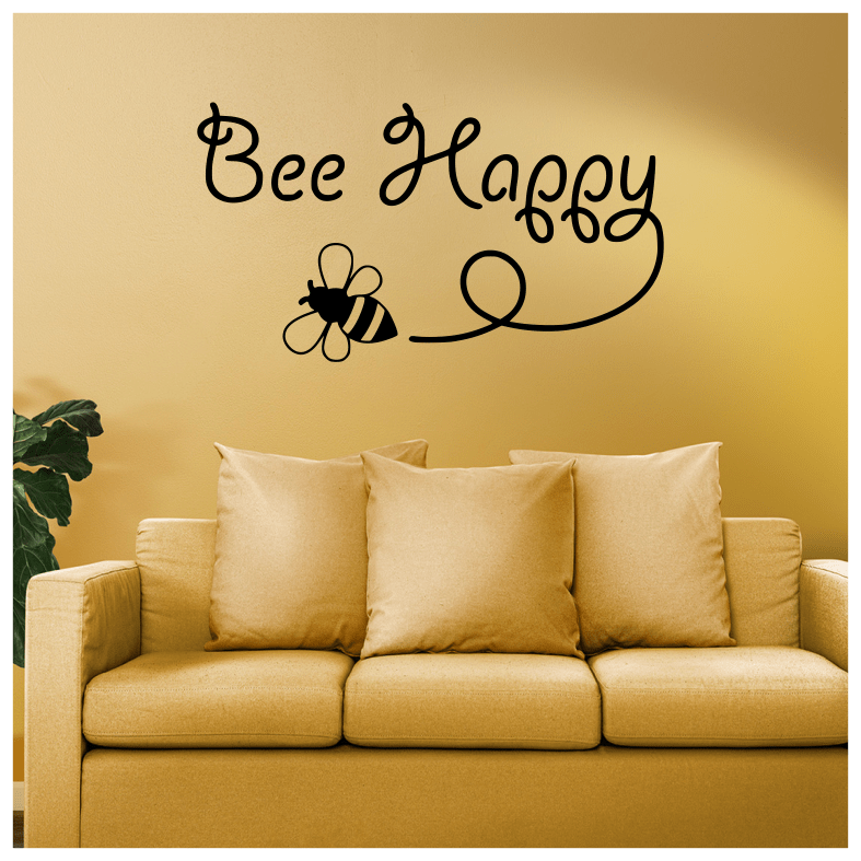 Bee Happy Quote Wall Sticker