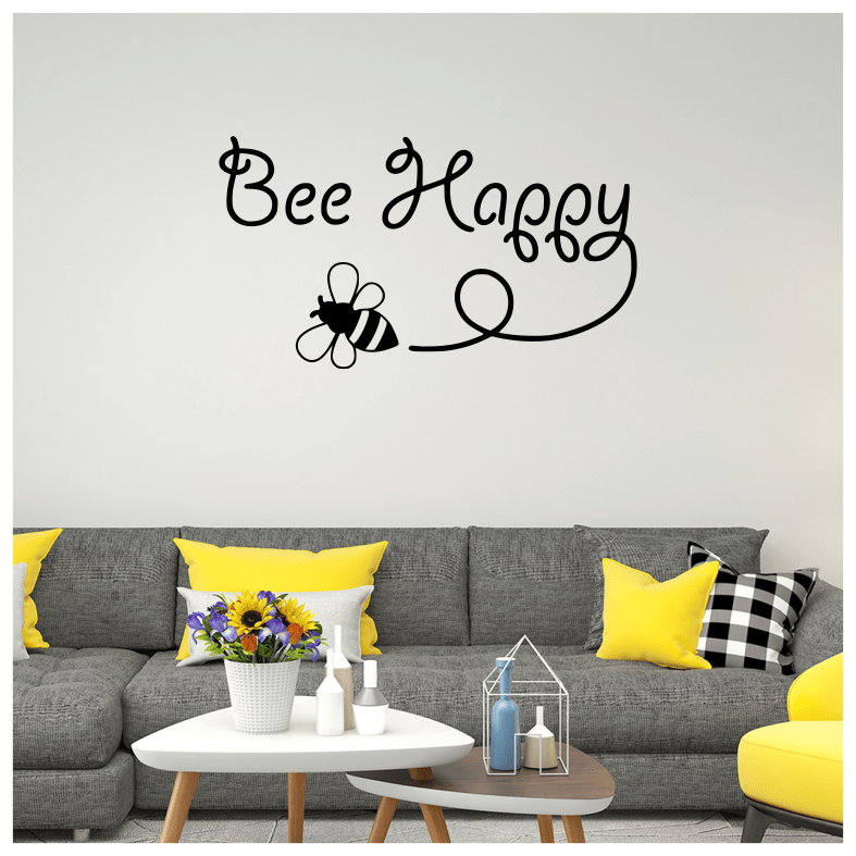 Bee Happy Quote Wall Sticker