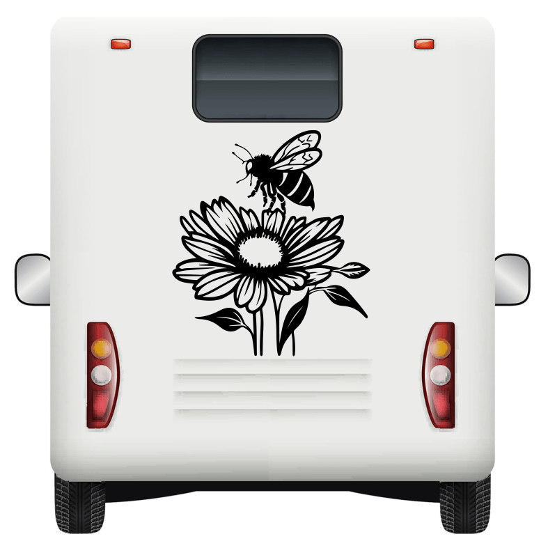 Bee on Flower Car Sticker Decal