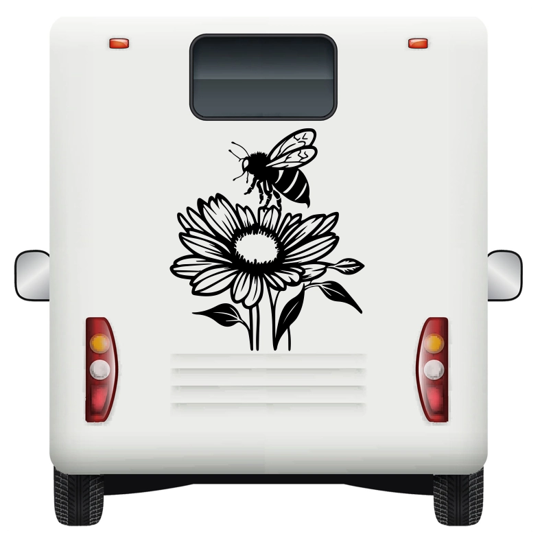 Bee on Flower Car Sticker Decal
