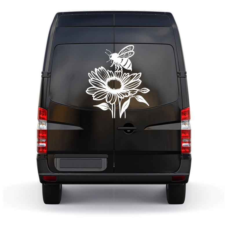 Bee on Flower Car Sticker Decal