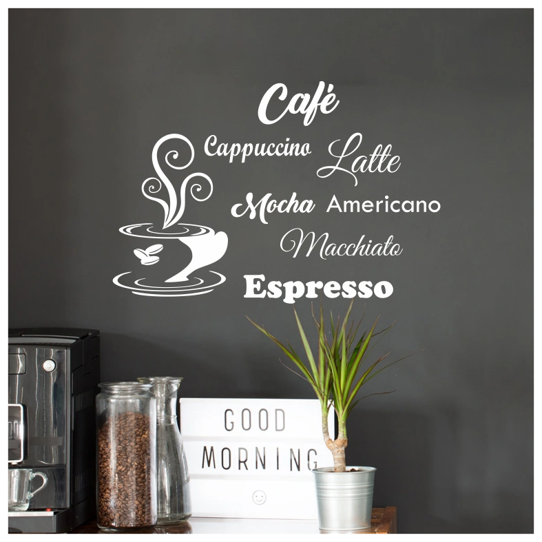 Coffee Latte Cafe Quote Wall Sticker