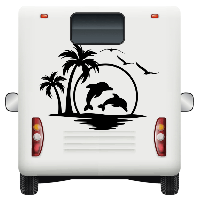 Dolphins and Palm Car Sticker Decal