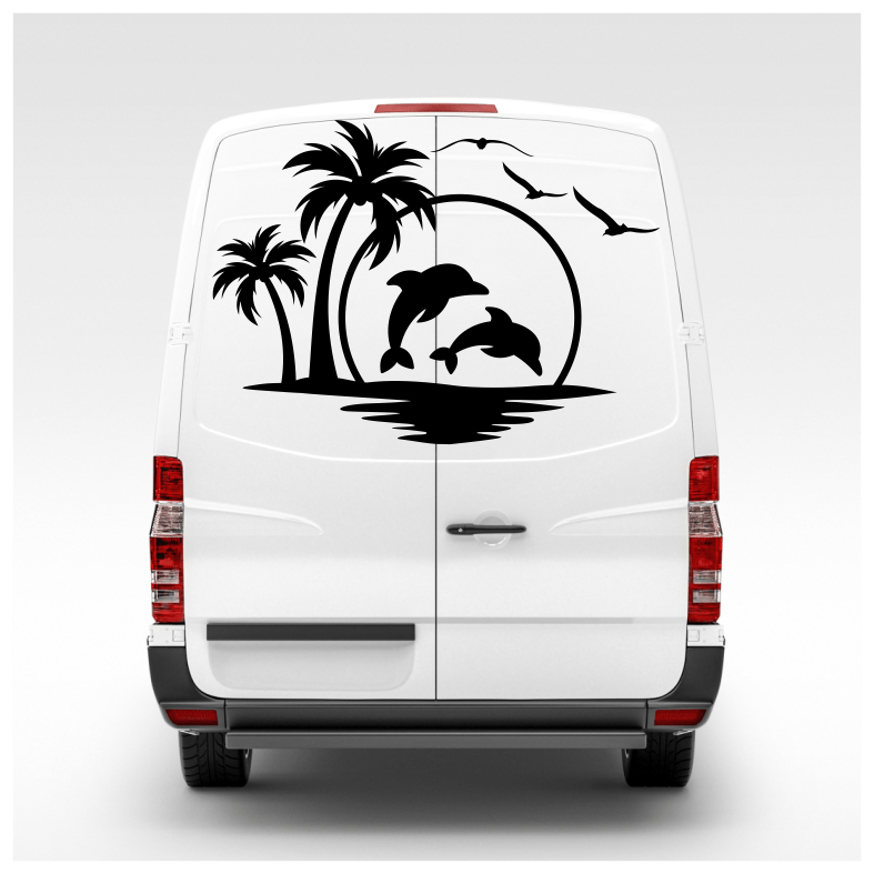 Dolphins and Palm Car Sticker Decal