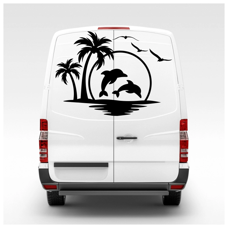 Dolphins and Palm Car Sticker Decal