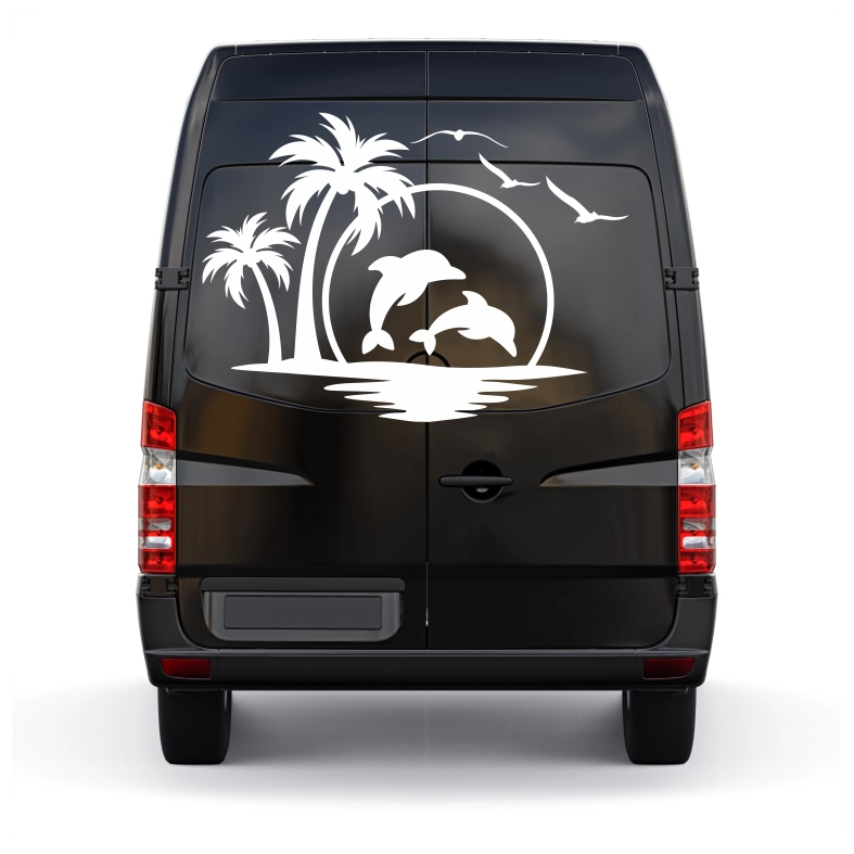 Dolphins and Palm Car Sticker Decal