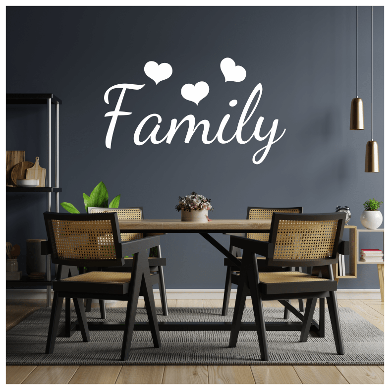 Family Hearts Quote Wall Sticker