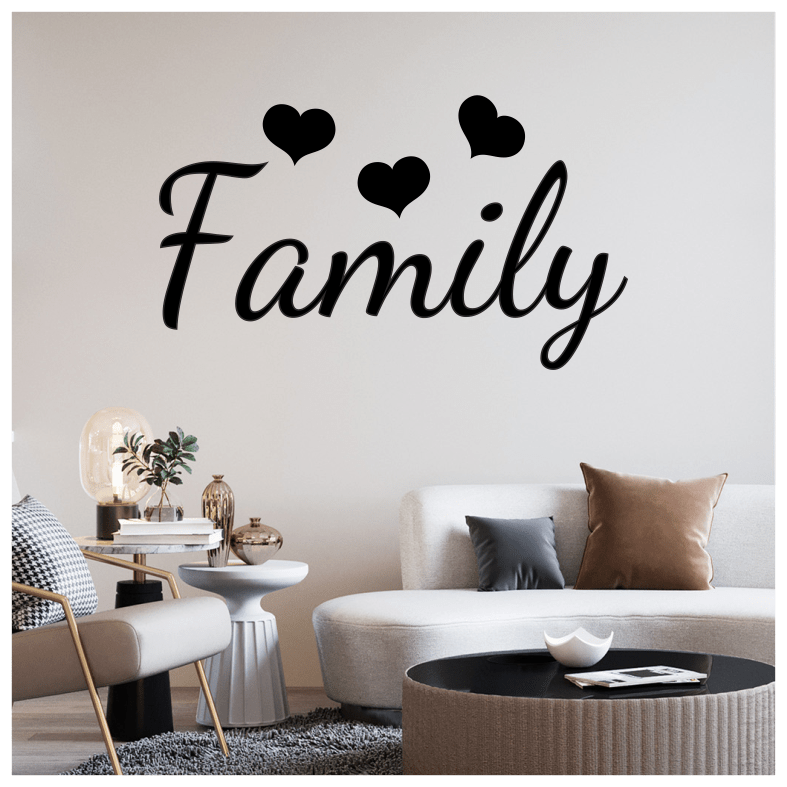 Family Hearts Quote Wall Sticker