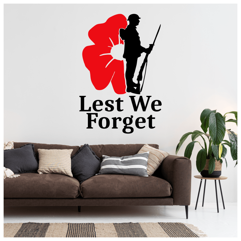 Lest We Forget Poppy Soldier Quote Wall Sticker