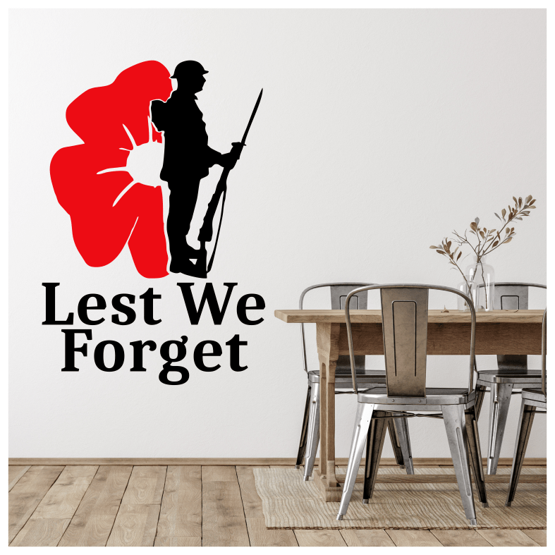 Lest We Forget Poppy Soldier Quote Wall Sticker