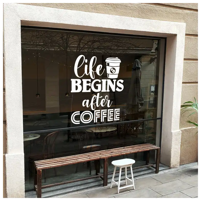 Life Begins After Coffee Quote Wall Sticker