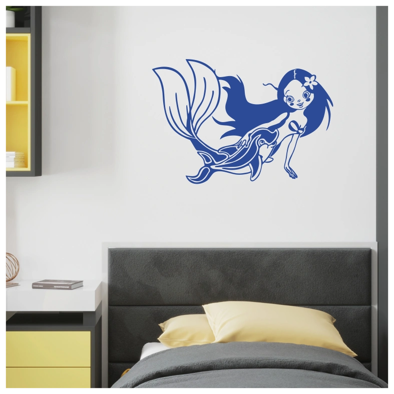 Mermaid and Dolphin Wall Sticker
