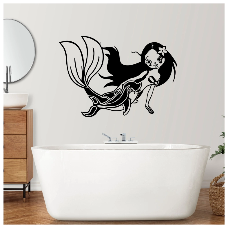 Mermaid and Dolphin Wall Sticker
