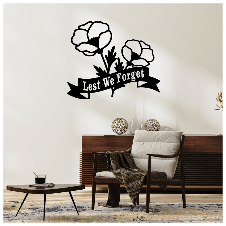 Lest We Forget Poppy Remembrance Day Quote Wall Sticker