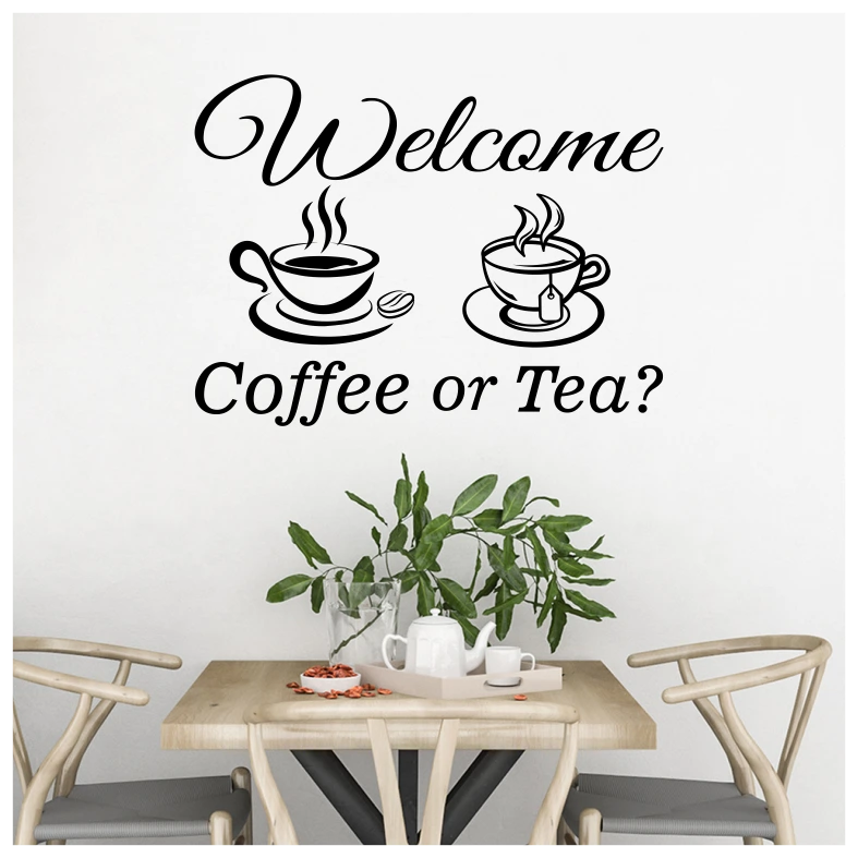 Welcome Coffee or Tea Quote Wall Sticker