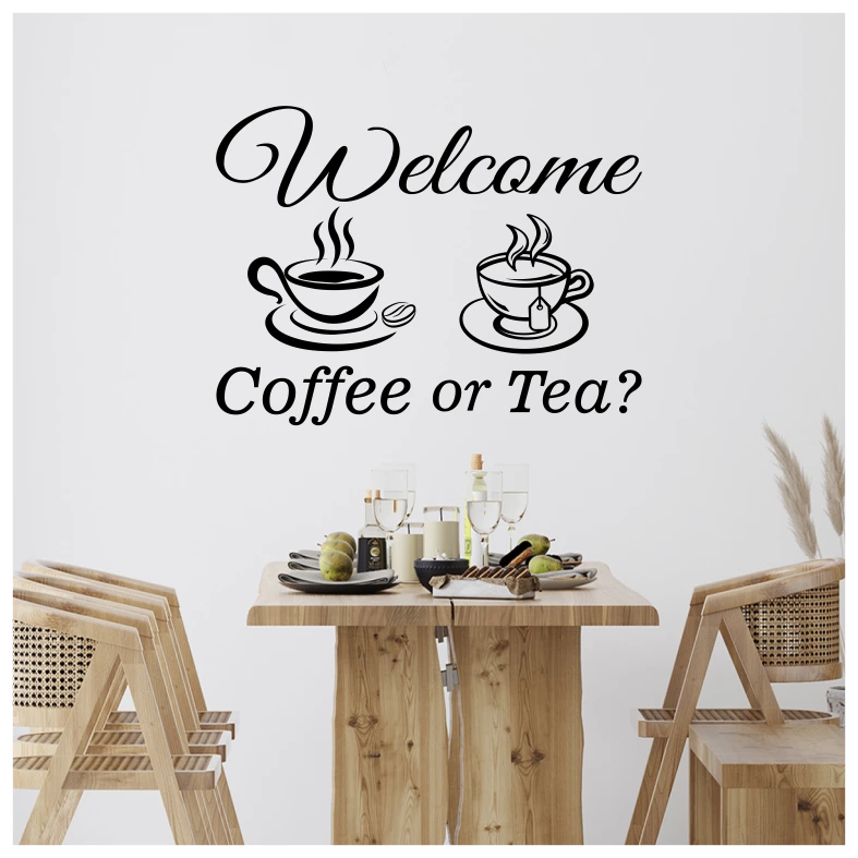 Welcome Coffee or Tea Quote Wall Sticker