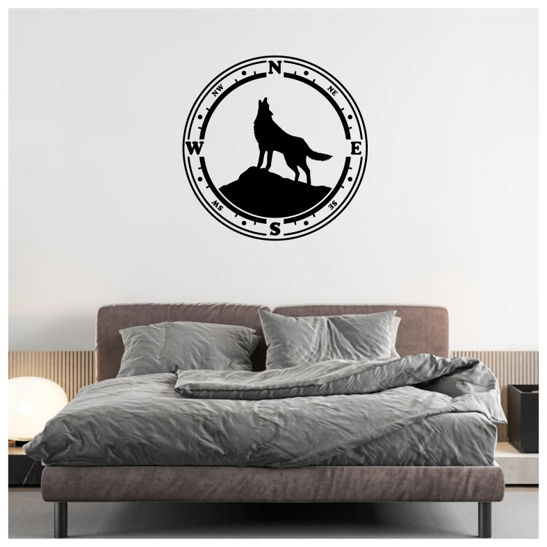 Wolf Compass Wall Sticker
