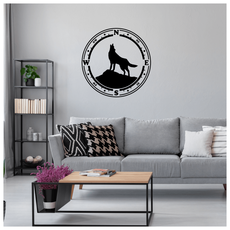 Wolf Compass Wall Sticker