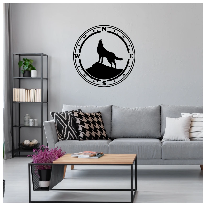 Wolf Compass Wall Sticker