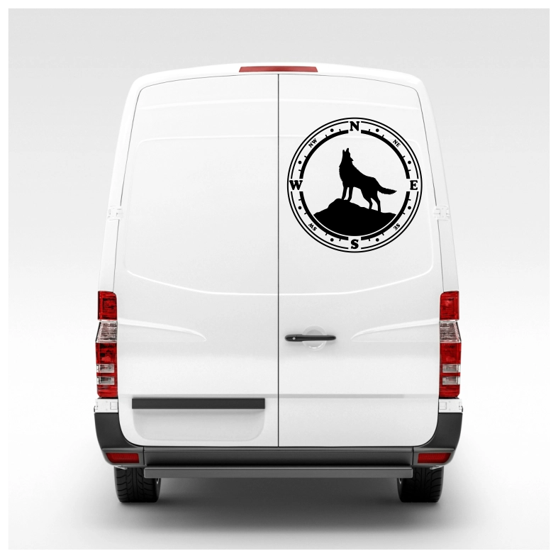Wolf Compass Car Sticker Decal