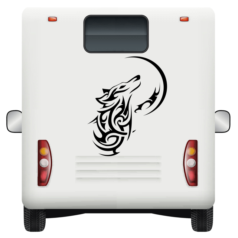 Wolf and Moon Tribal Car Sticker