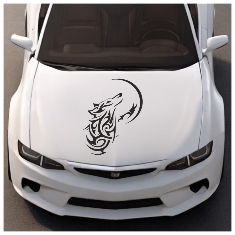 Wolf and Moon Tribal Car Sticker