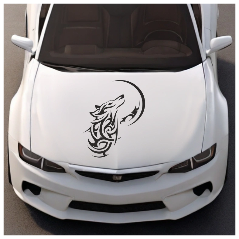 Wolf and Moon Tribal Car Sticker
