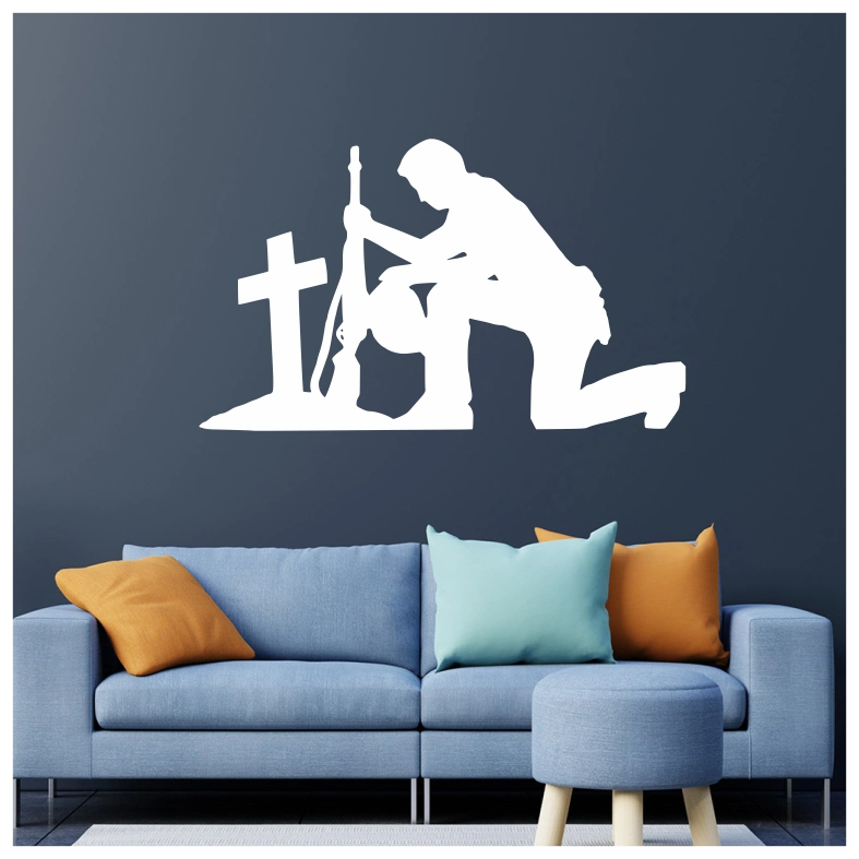 Lest We Forget Kneeling Grave Soldier Wall Sticker