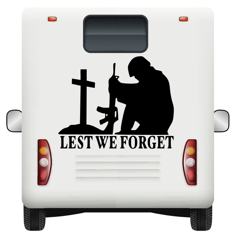 Lest We Forget Kneeling Soldier Car Decal Sticker