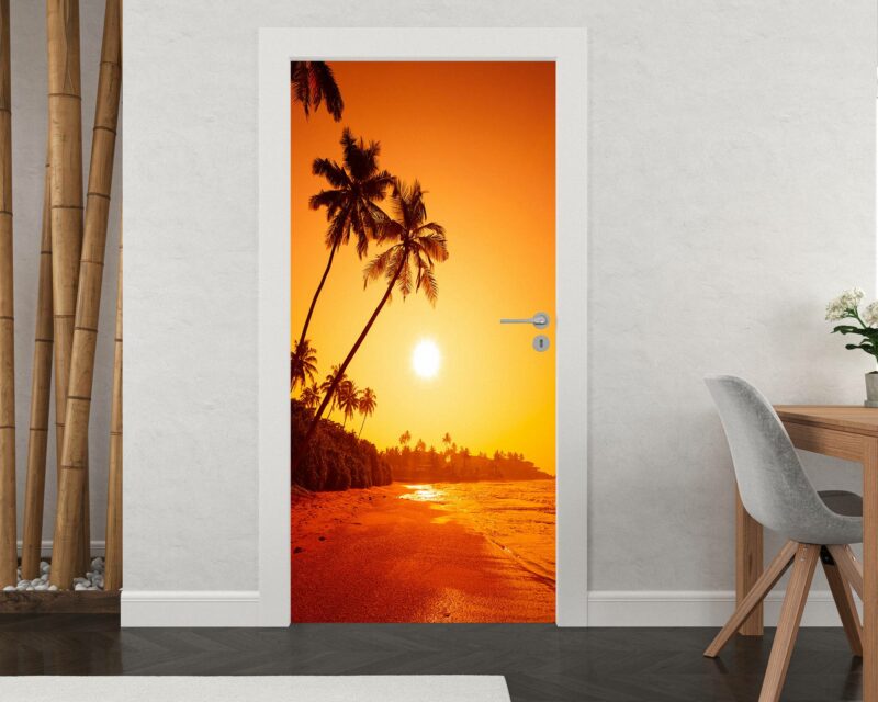 Magical Sunrise on Beach Door Sticker