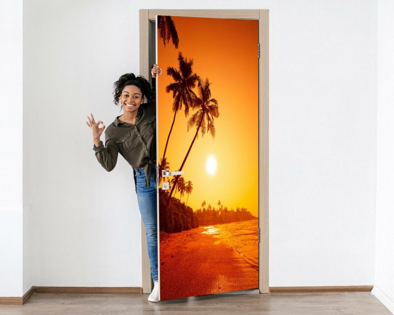 Magical Sunrise on Beach Door Sticker