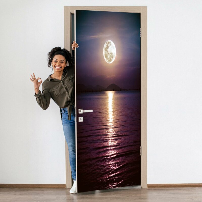 Full Moon Over the Sea Door Sticker