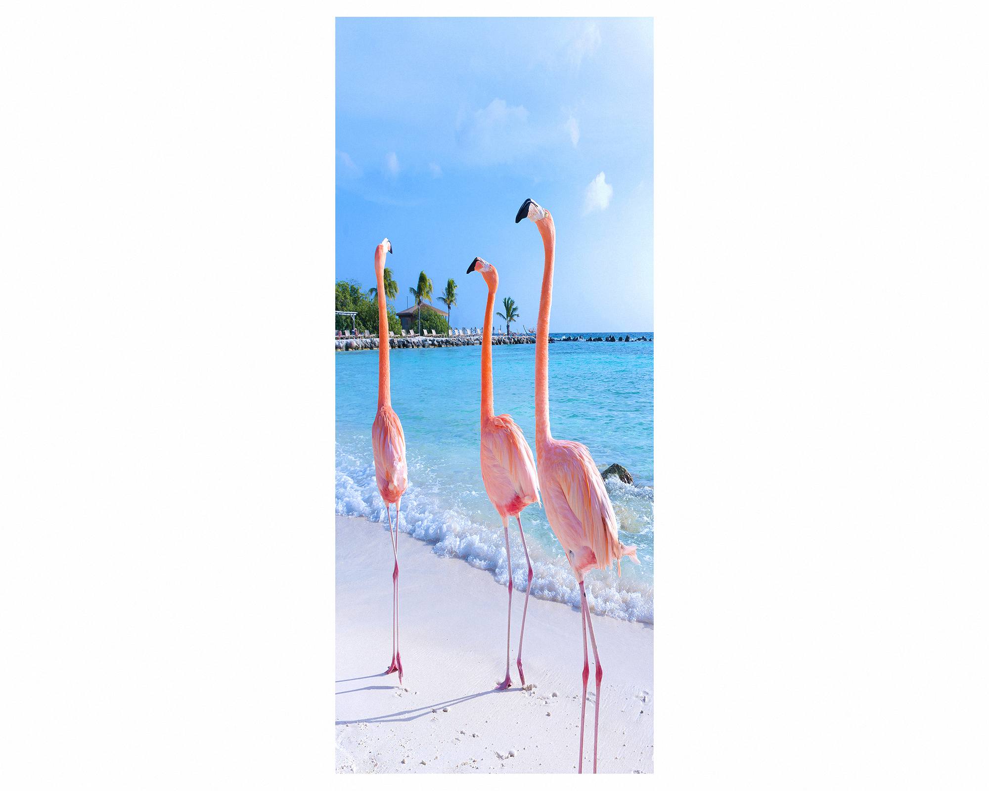 3 Flamingos Door Sticker