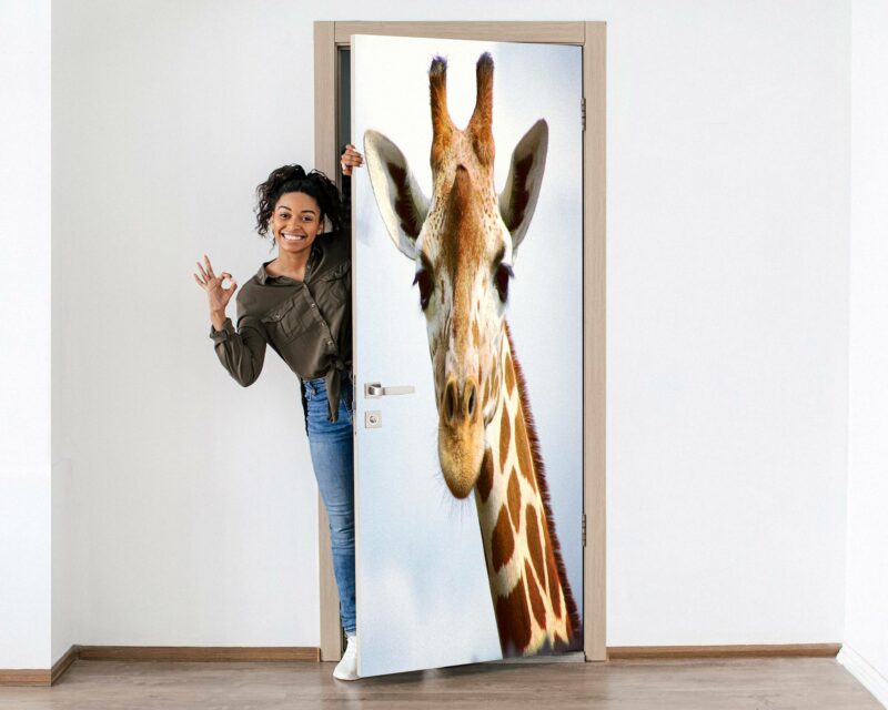 Giraffe Face Door Sticker