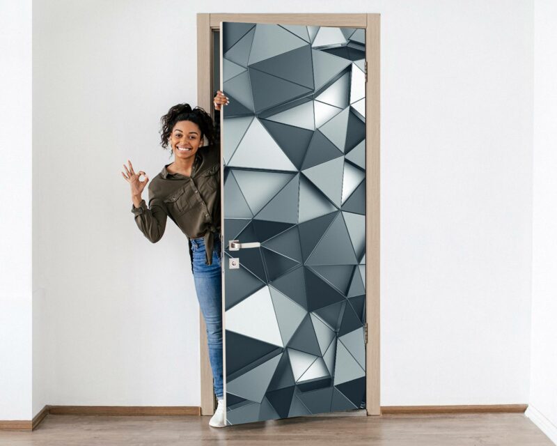 Abstract Polygonal 3D Door Sticker