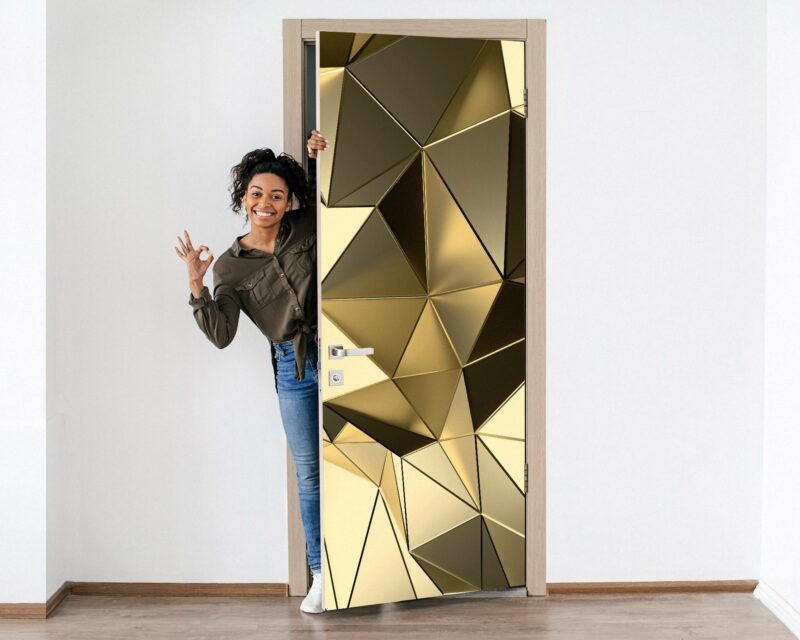 Gold Background 3D Effect Door Sticker