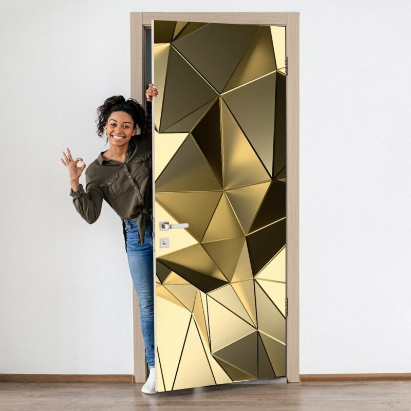 Gold Background 3D Effect Door Sticker