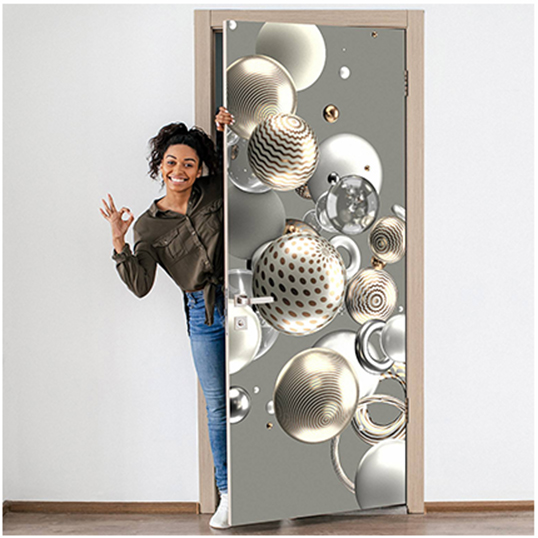 Silver Bubbles 3D Effect Door Sticker