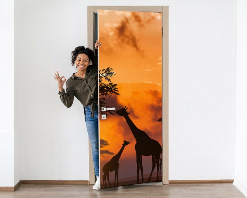 Giraffe Door Sticker