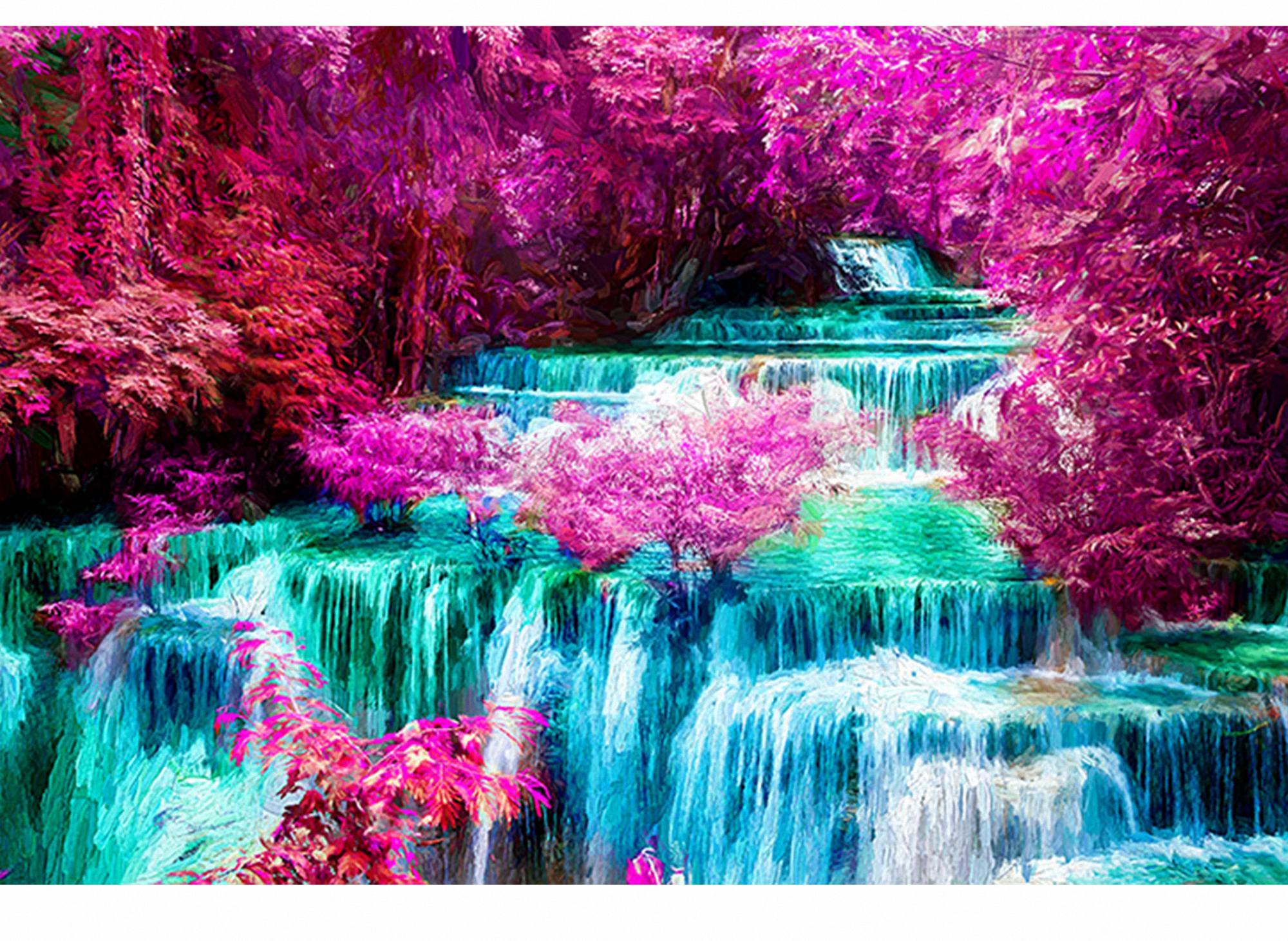 Waterfall Among Pink Trees Table Sticker